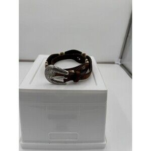 Brown Leather Belt with Silver Buckle